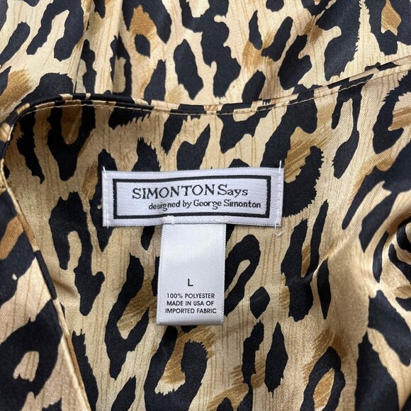 Simonton Leopard Print Satin Button-Up Blazer Size L - Picture 4 of 5